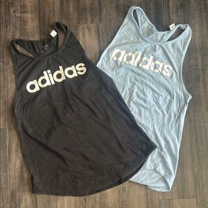 Set of 2 Adidas Black and Blue Tank Tops XS